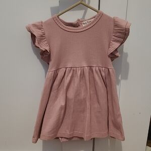 NWT Organic Cotton Pink Ruffle Sleeve Dress